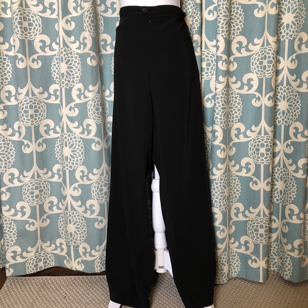 Black Silk Blend Wide Leg Pants
